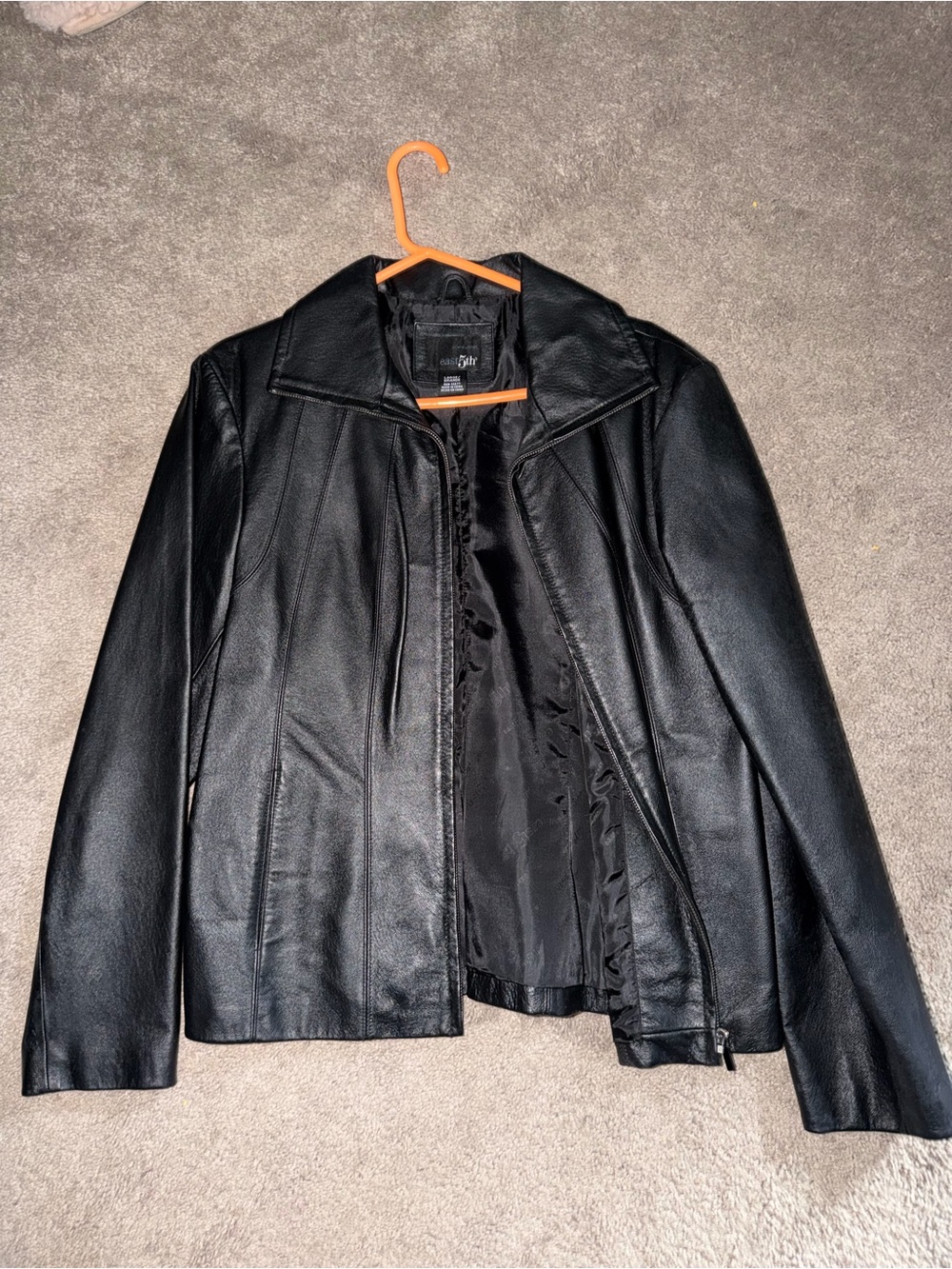 East 5th Black Leather Women's Jacket - Zip Front